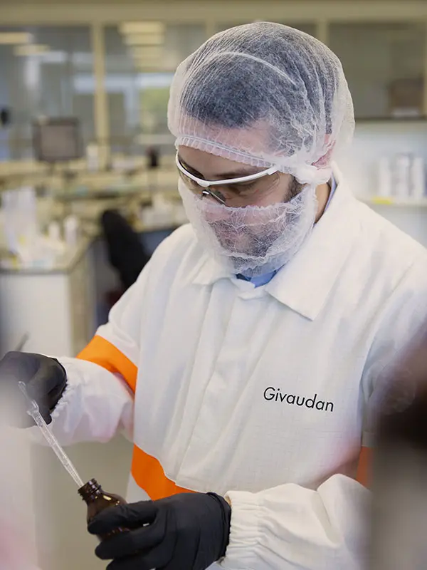 Givaudan Quality Control employee testing material