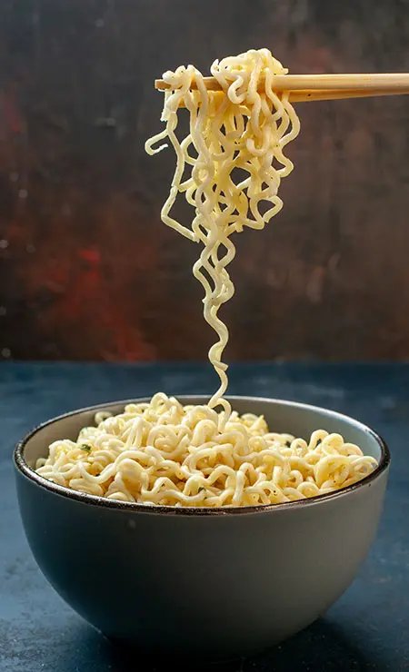 Noodles on chopsticks