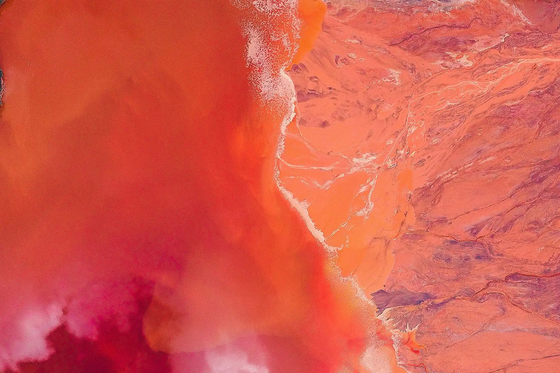 Abstract representation featuring orange-red